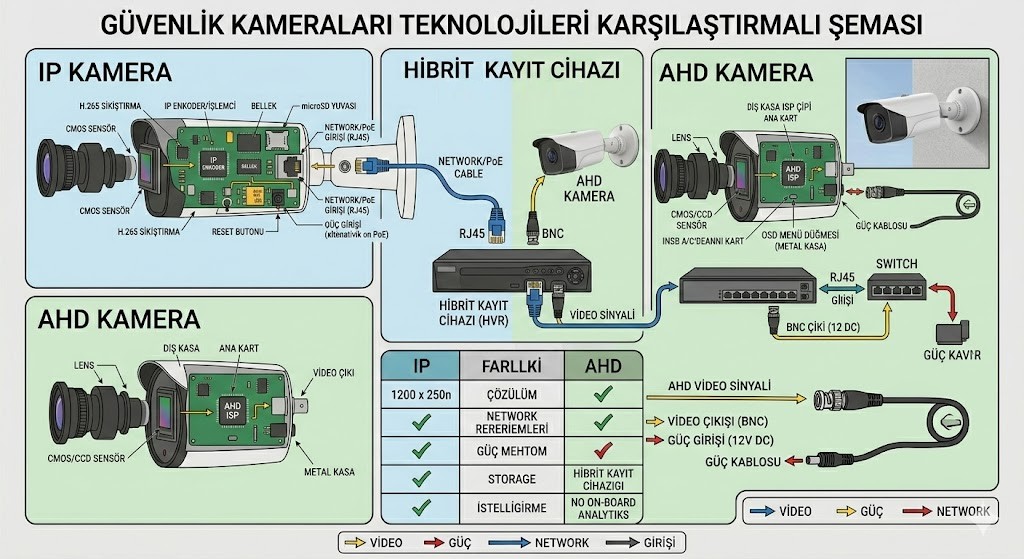 IP ve AHD kamera farkları